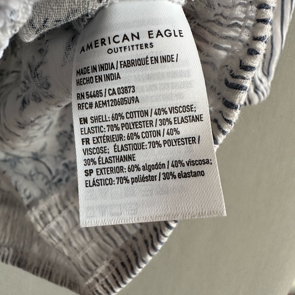 American Eagle Outfitters | Blue Floral Printed Top | Round Neck Half Sleeve - Picture 4 of 7